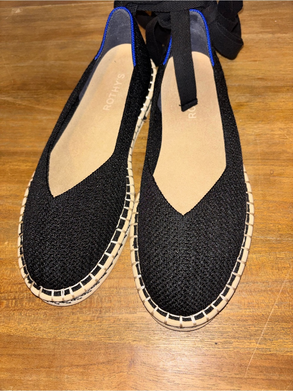 Rothy's The Espadrille Black Lace Up Shoes Excellent - Picture 5 of 7